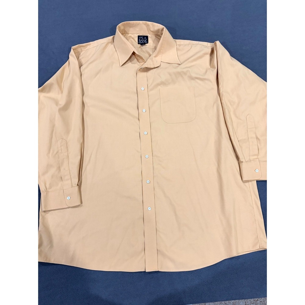 Jos. A. Bank Traveler Dress Shirt Mens 18-34 Orange Cotton Pleated Formal